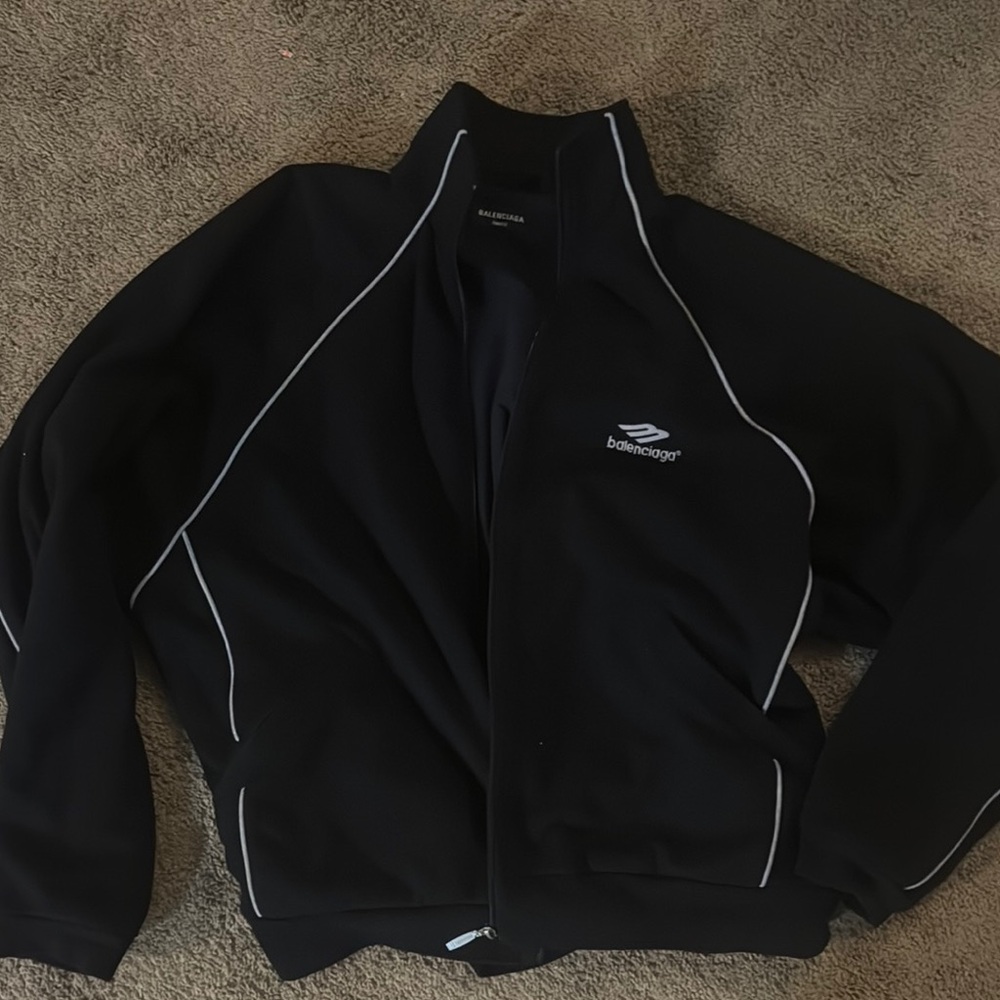 Balenciaga SS22 Track Jacket – Black – 3B Sports Logo